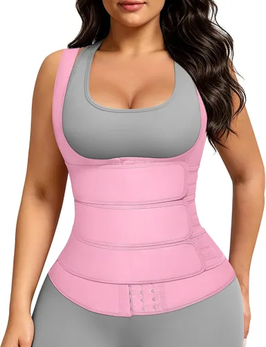 Vista 9 de FeelinGirl Entrenador de cintura para mujer, chaleco de cintura de látex A-Negro