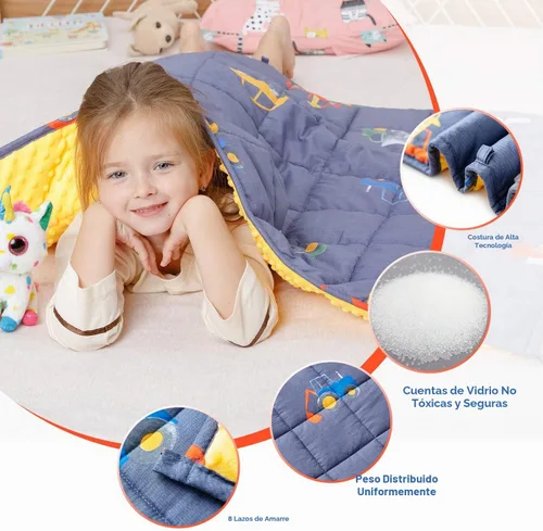 Vista 3 de Uttermara Minky - Manta con peso para dormir, 3 libras, 36 x 48 pulgadas Soft Minky Dots; Cozy Cotton Cartoon Patterns Reversable; Machine