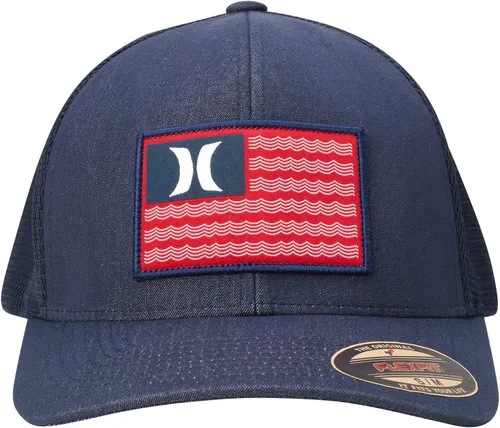 Vista 3 de Hurley Sombrero para hombre - Gorra de camionero ajustada con malla Icon Flag
