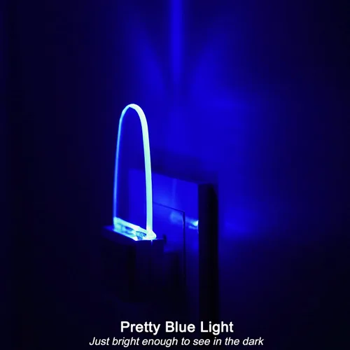 Vista 3 de Paquete de 4 lámparas de luz nocturna con sensor de atardecer a amanecer, enchufable, luz nocturna LED azul