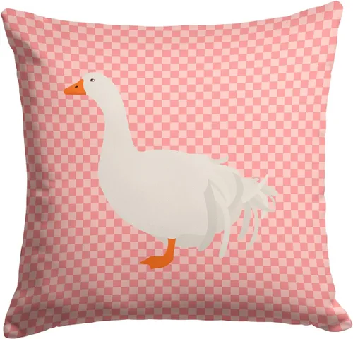 Vista 405 de Caroline's Treasures BB8163PW1414 Beltsville - Almohada decorativa de tela a cuadros pequeños, color blanco, pavo y gallina azul, lavable a máquina