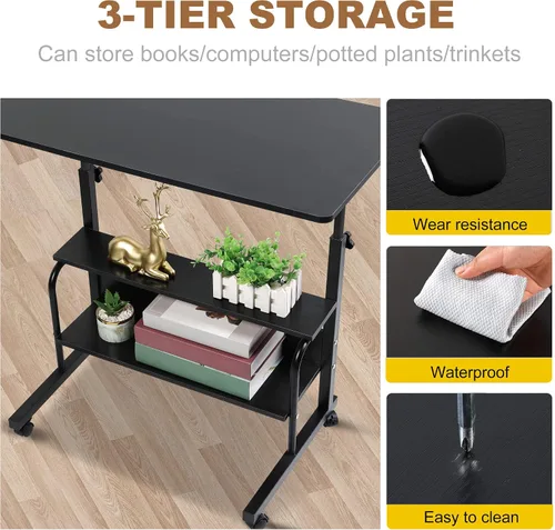 Vista 5 de Escritorio universal movible mesa para espacios pequeños almacenamiento conveniente escritorio portátil computadora escritorio ajustable casa