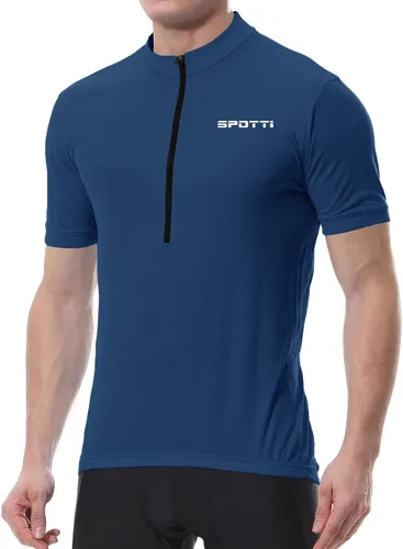 Vista 7 de Spotti Playera de manga corta para ciclismo de hombre con 3 bolsillos traseros, transpirable, secado rápido
