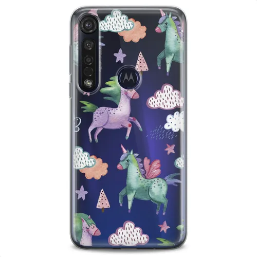 Vista 5 de Funda de TPU compatible con Motorola G9 G8 Plus G7 E20 P40 Z4 Edge 20 G22 Stylus transparente Animal Unicorn Pattern Teen Kawaii Horse Soft Kids
