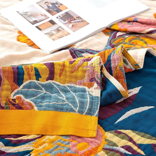 Vista 37 de MSGKV - Manta bohemia/primaveral de algodón para sofá y sala de estar, de gasa acogedora, de 50 x 60 pulgadas 50"x60" Cotton Throw, Woven Bird