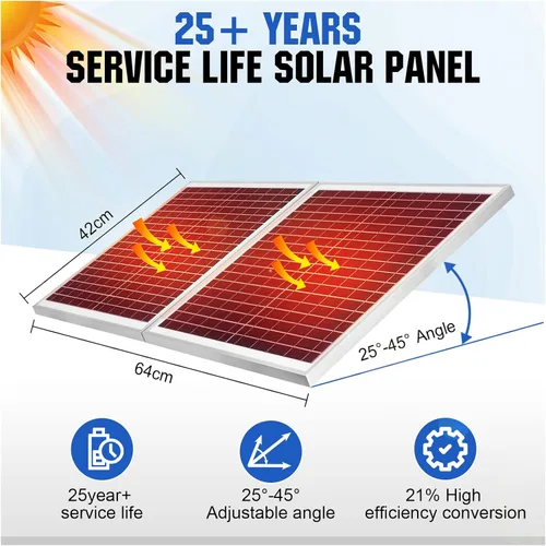 Vista 7 de ECO-WORTHY Ventilador de ático de 25 W alimentado por energía solar con ventilador de techo abuhardillado y panel plegable de 30 W - Ventiladores