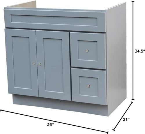 Vista 2 de Gabinete con base de tocador estilo coctelera gris de 36