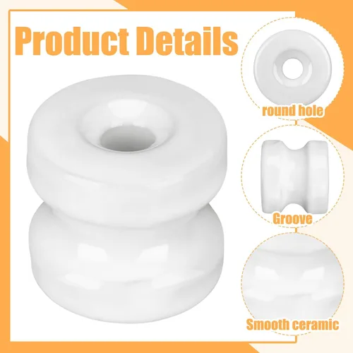 Vista 3 de SiliFine 1 unids WP36 Corner Post Cerca Cerca Aislador Eléctrico Blanco Circular Donut Porcelana Aislador para Cerca Alambre Madera Post