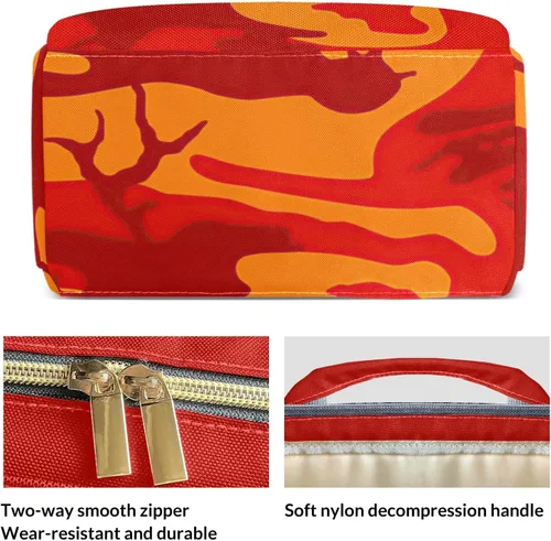 Vista 4 de Mochila de pañales de camuflaje rojo con nombre, bolsa multifunción de gran capacidad para mamá, papá, unisex, niño y niña, Diseño 1, Mochilas