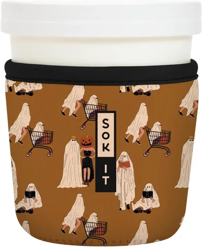 Vista 111 de Sok It IceCreamSok - Funda de neopreno aislada (flores abstractas, pintas de helado cónicas)