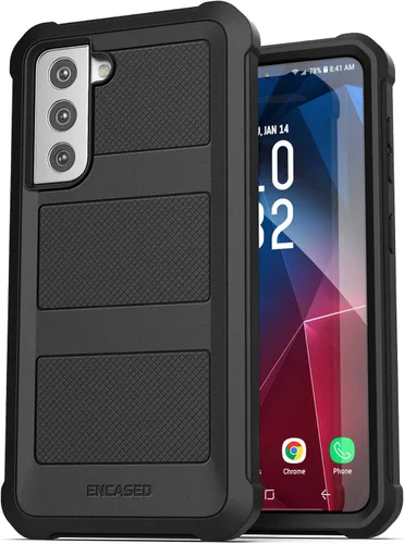 Vista 4 de ENCASED Falcon-Series - Funda para Samsung Galaxy S21, funda protectora resistente de cuerpo completo (negro mate)