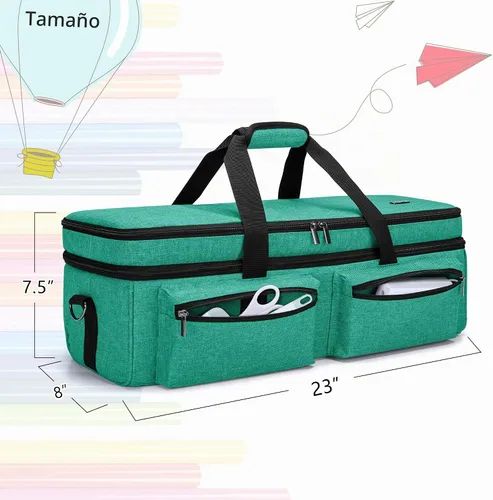 Vista 6 de LUXJA Bolsa de doble capa para Cricut Explore Air (Air2) y Maker, verde Verde Oscuro
