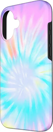 Vista 2 de iPhone 16 Tie Dye Colorful Rainbow Swirl Abstract Design Case