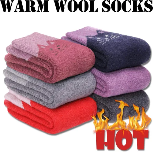 Vista 6 de MQELONG Calcetines de lana para niños, niñas y niños, lindos animales, gruesos, cálidos, calcetines de invierno, 6 pares
