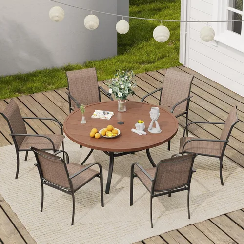 Vista 65 de VICLLAX Juego de 2 sillas de patio pequeñas para exteriores, juego de sillas apilables para patio y mesa de comedor cuadrada para porche delantero
