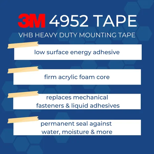 Vista 5 de 3M Cinta de montaje resistente VHB 4952, 1 pulgada de ancho x 5 yardas de largo (1 rollo)