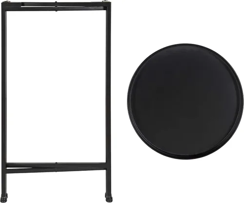 Vista 5 de Kate and Laurel Celia - Mesa decorativa redonda de metal plegable con bandeja superior, negro