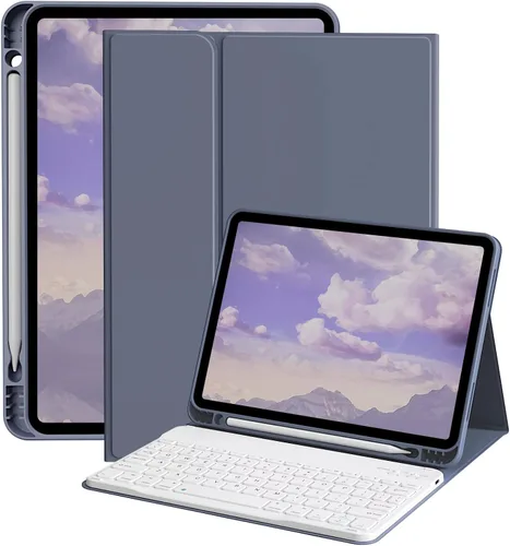 Vista 15 de kenke Funda para iPad de 9ª/8ª/7ª generación con teclado de 10.2 pulgadas Gris