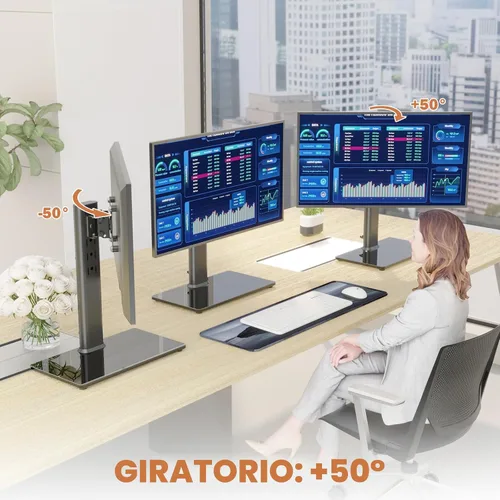 Vista 3 de Soporte de escritorio independiente elevador de montaje para monitor de computadora LCD individual para pantalla de 13 a 32 pulgadas con giro Negro