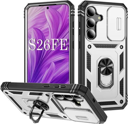 Vista 60 de PASNEW Funda militar para iPhone 13 Pro Max, cubierta de cámara deslizante y soporte de anillo de metal de 360°, carcasa rígida multicapa resistente