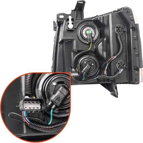 Vista 6 de Juego de montaje de faros compatible con Chevy Silverado 1500 2007 2008 2009 2010 2011 2012 2013, Silverado 2500HD 3500 07-14, faro con arnés