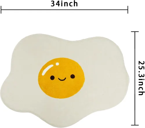 Vista 3 de Lindas y divertidas alfombras de baño con forma irregular de huevo amarillo para niños, antideslizante, absorbente, lavable, alfombra de baño