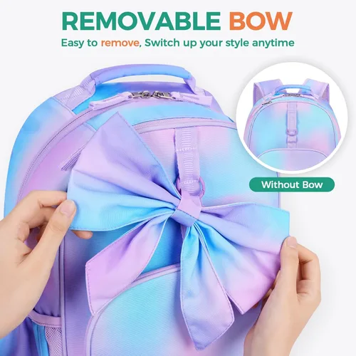 Vista 3 de Choco Mocha Mochila para niños de escuela primaria con correa para el pecho de 17 pulgadas, Gradiente de arco, 17 pulg., Classic