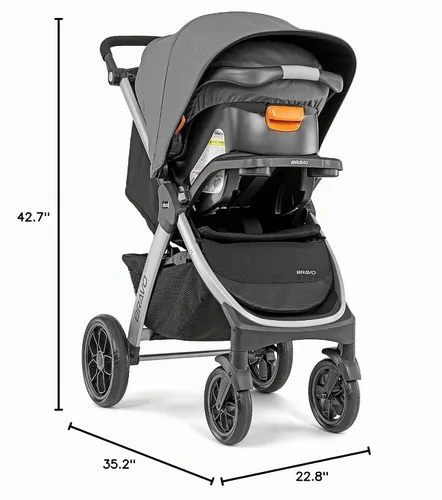 Vista 15 de Chicco Bravo - Sistema de viaje 3 en 1, cochecito plegable rápido con asiento de coche Brooklyn/Navy, baby stroller, KeyFit 30 car seat, newborn