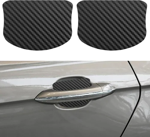 Vista 7 de kingsea 4 protectores de arañazos para manija de puerta de automóvil, textura magnética extraíble de fibra de carbono 3D, textura de fibra