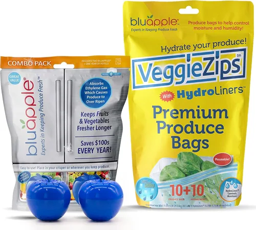 Vista 8 de Bluapple Produce Saver Absorbedor De Gas Etileno, Paquete De 2: Mantiene Las Frutas Y Verduras Frescas Por Más Tiempo En El Refrigerador Y Fruteros