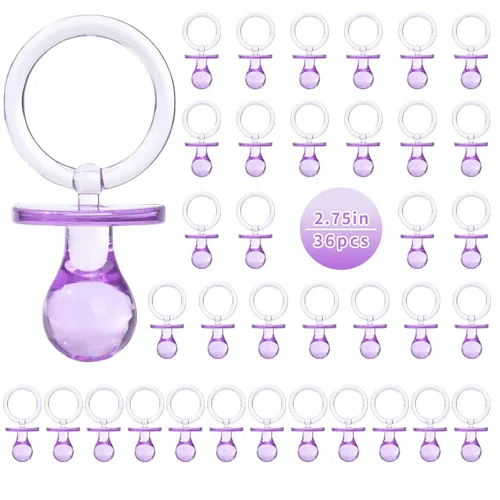 Vista 15 de Chupetes para juego de baby shower, 36 chupetes de plástico para decoración de baby shower DIY, chupetes de baby shower de tamaño grande, decoración