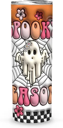 Vista 4 de Vaso de Halloween de regalo para mujeres, hombres y adultos, vaso de Halloween de burbujas espeluznantes de 20 onzas con tapa, vaso inflable