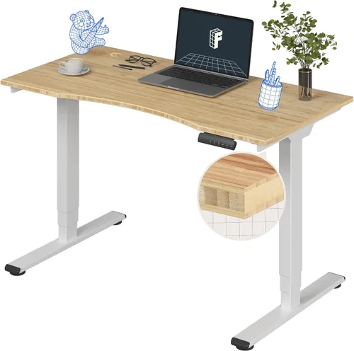 Vista 28 de FlexiSpot E6 Bamboo - Escritorio eléctrico de pie de 3 etapas con motor dual de 48 x 24 pulgadas, soporta 220 libras, altura ajustable con ajustes