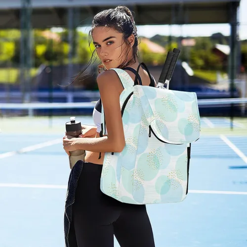 Vista 7 de Bolsa de pelota de raqueta de tenis resistente al agua azul pastel círculos lunares 3 raquetas bádminton bolsa de hombro para mujeres, hombres
