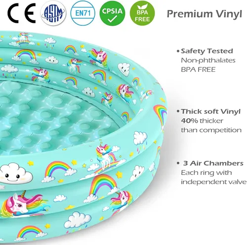 Vista 3 de Jasonwell Piscina inflable para bebés y niños – Piscina para niños pequeños, piscinas inflables para bebés, piscina inflable para niños