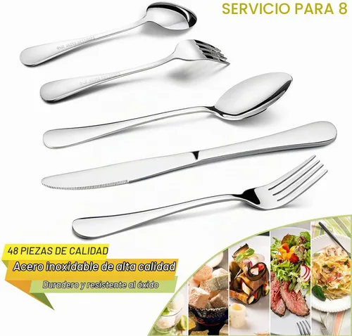 Vista 3 de HaWare - Juego de cubiertos de 48 piezas con utensilios para servir