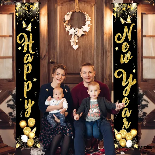 Vista 6 de KatchOn, Cartel para puerta de feliz año nuevo, 72 x 12 pulgadas, pancarta de puerta de año nuevo, decoraciones de Año Nuevo 2026, pancarta de feliz