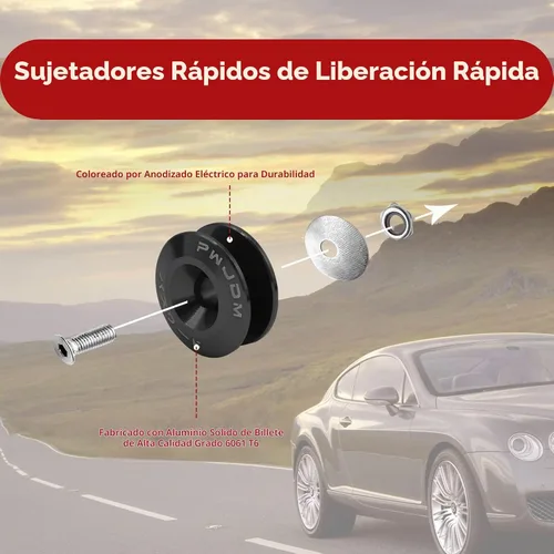 Vista 4 de Kit universal de cierre de liberación rápida para maletero de parachoques Billet, de liberación rápida para parachoques delantero y trasero Negro