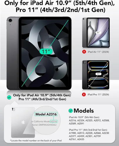 Vista 2 de ESR Protector de pantalla para iPad Pro de 11 pulgadas (2022/2021/2020/2018), protector de pantalla para iPad Air 5/4, película de vidrio templado