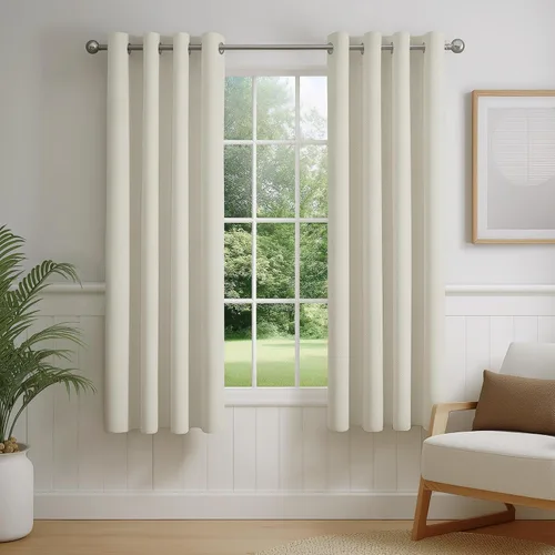 Vista 57 de FMFUNCTEX - Cortinas 100% opacas color beige de 40 x 63 pulgadas para dormitorio, 2 paneles Black out Drapes, Thermal Insulated Noise Reducing