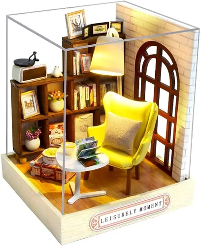 Vista 8 de Roroom Kit de casa de muñecas en miniatura y muebles, modelo de casa de muñecas en 3D con cubierta a prueba de polvo y LED, idea creativa de Qt-032