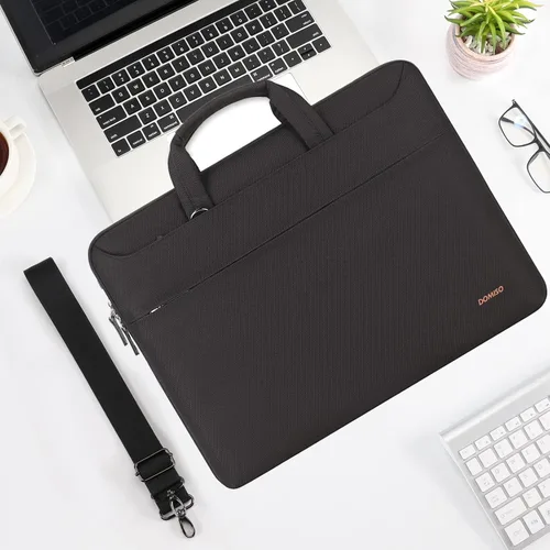 Vista 2 de DOMISO Bolsa mensajero de hombro tote para laptop de 14 pulgadas para mujeres y hombres, bolsa de computadora para viajes de negocios y trabajo