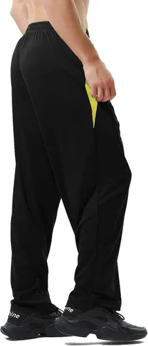 Vista 4 de Pantalones deportivos para hombre con bolsillos con cremallera, parte inferior abierta, pantalones deportivos ligeros, para entrenamiento, correr