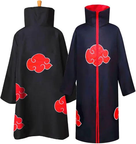 Vista 4 de Capa de disfraz de anime unisex 4 piezas bata larga de anime capa de anime capa de anime disfraz de Halloween cosplay con diadema y collar