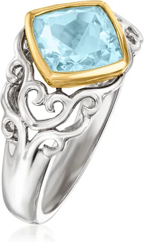 Vista 3 de Ross-Simons Anillo de topacio azul cielo de 2.90 quilates en plata de ley y oro amarillo de 14 quilates
