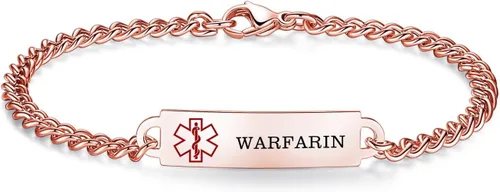 Vista 108 de Pulseras de identificación de alerta médica de 6.5 "-8.5" para mujeres, pulseras de emergencia médica de acero inoxidable, grabado gratuito