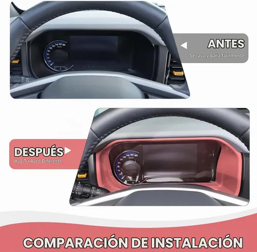 Vista 5 de RAZPOY Cubierta para tablero de instrumentos Bronco, cubierta de tablero de control central compatible con accesorios interiores Ford Bronco Rosa