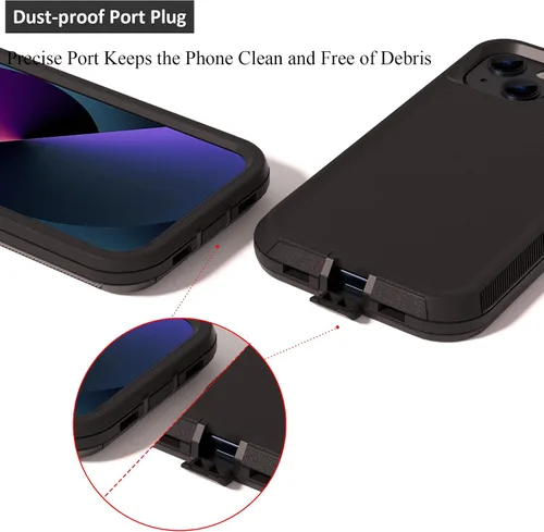 Vista 4 de Compatible con iPhone 13 de 6.1 pulgadas, con protectores de pantalla, resistente, rugosa, a prueba de golpes, protección completa, funda