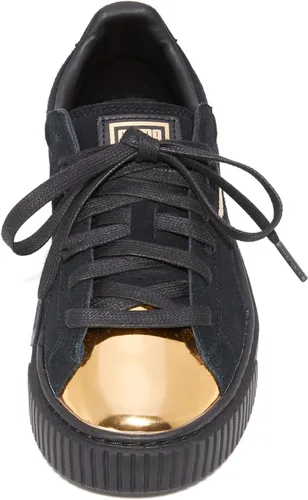 Vista 4 de PUMA zapatillas deportivas de moda doradas de gamuza con plataforma para mujer