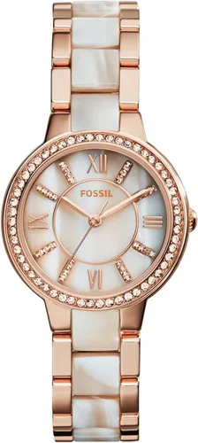 Vista 2 de Fossil Virginia - Reloj de cuarzo de acero inoxidable con detalles de cristal para mujer, Virginia - ES3282